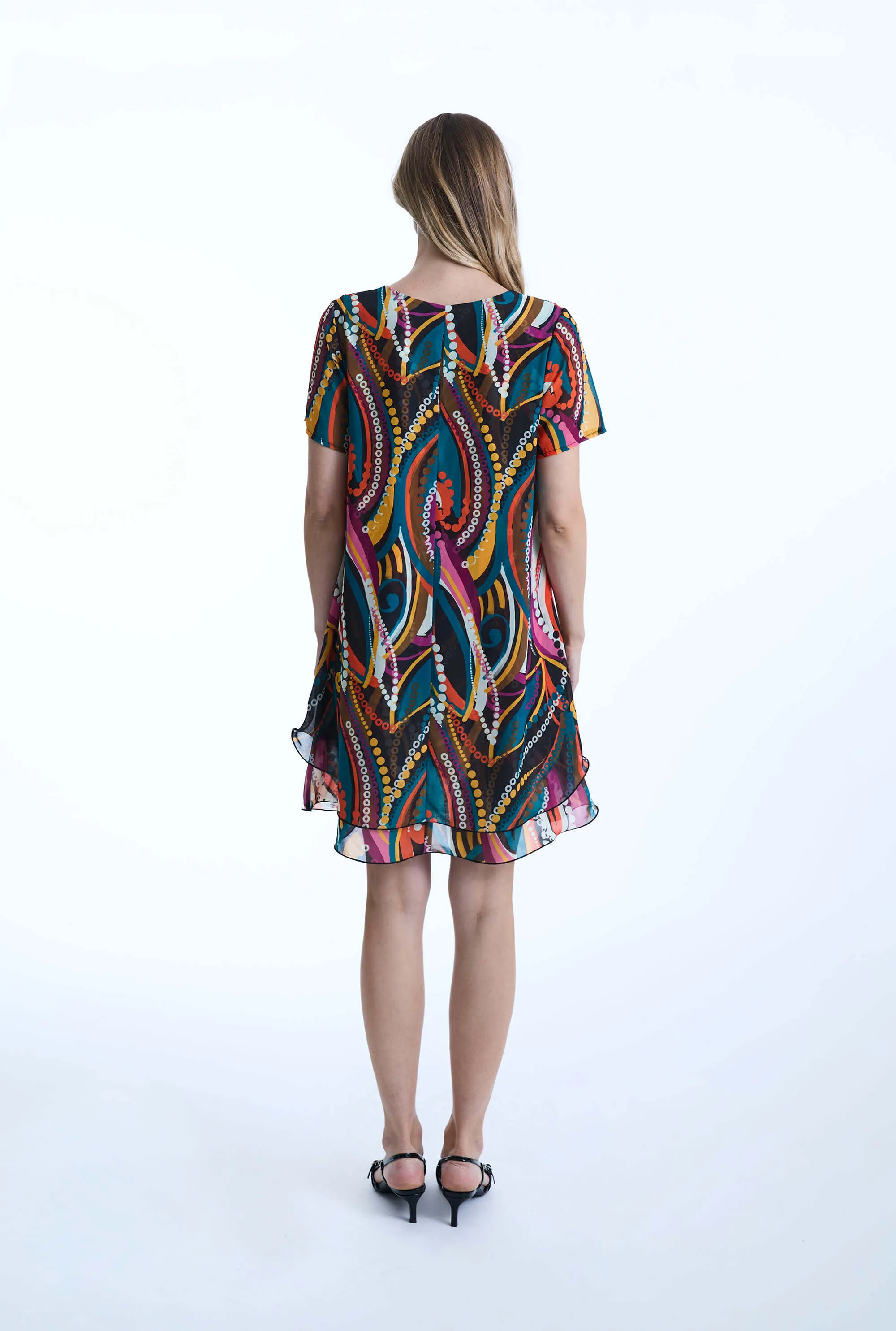 Abstract Print Wave Hem Dress