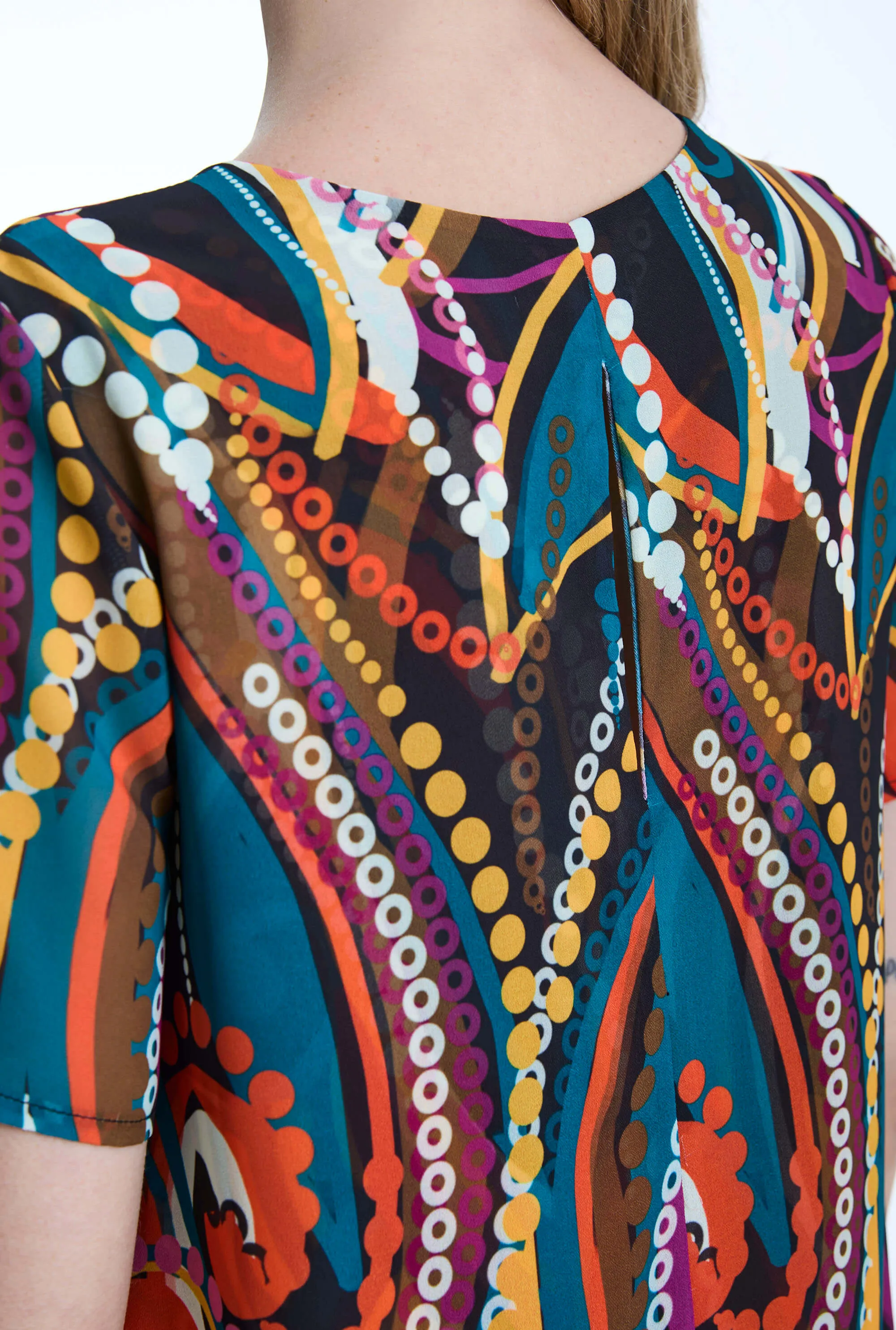 Abstract Print Wave Hem Dress