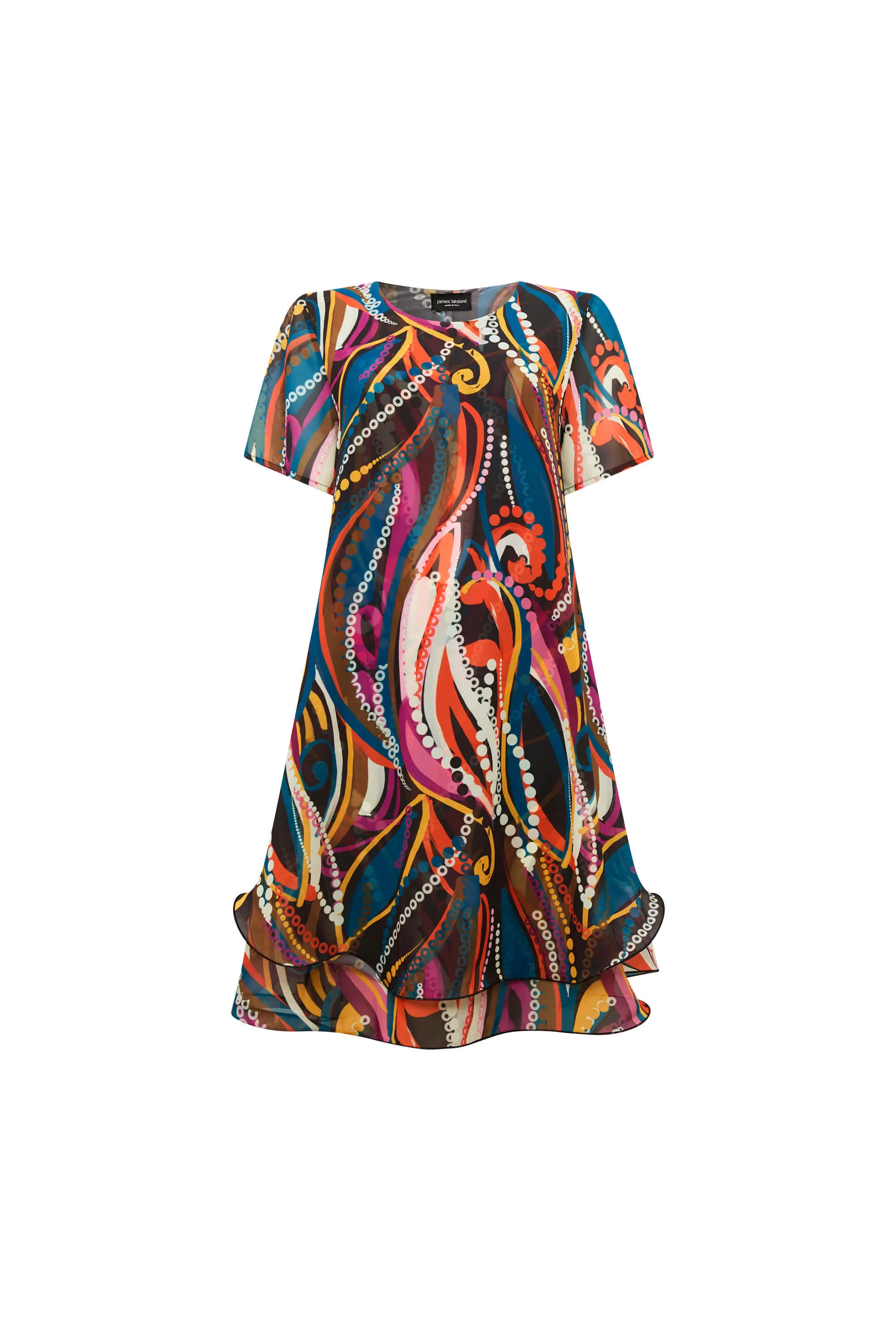 Abstract Print Wave Hem Dress