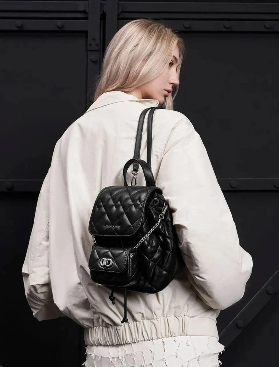 Aubrielle Denim Quilted Backpack