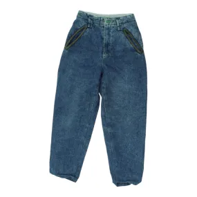 Benetton Womens Blue Quilted Tapered Jeans | Vintage High Waist Designer Denim