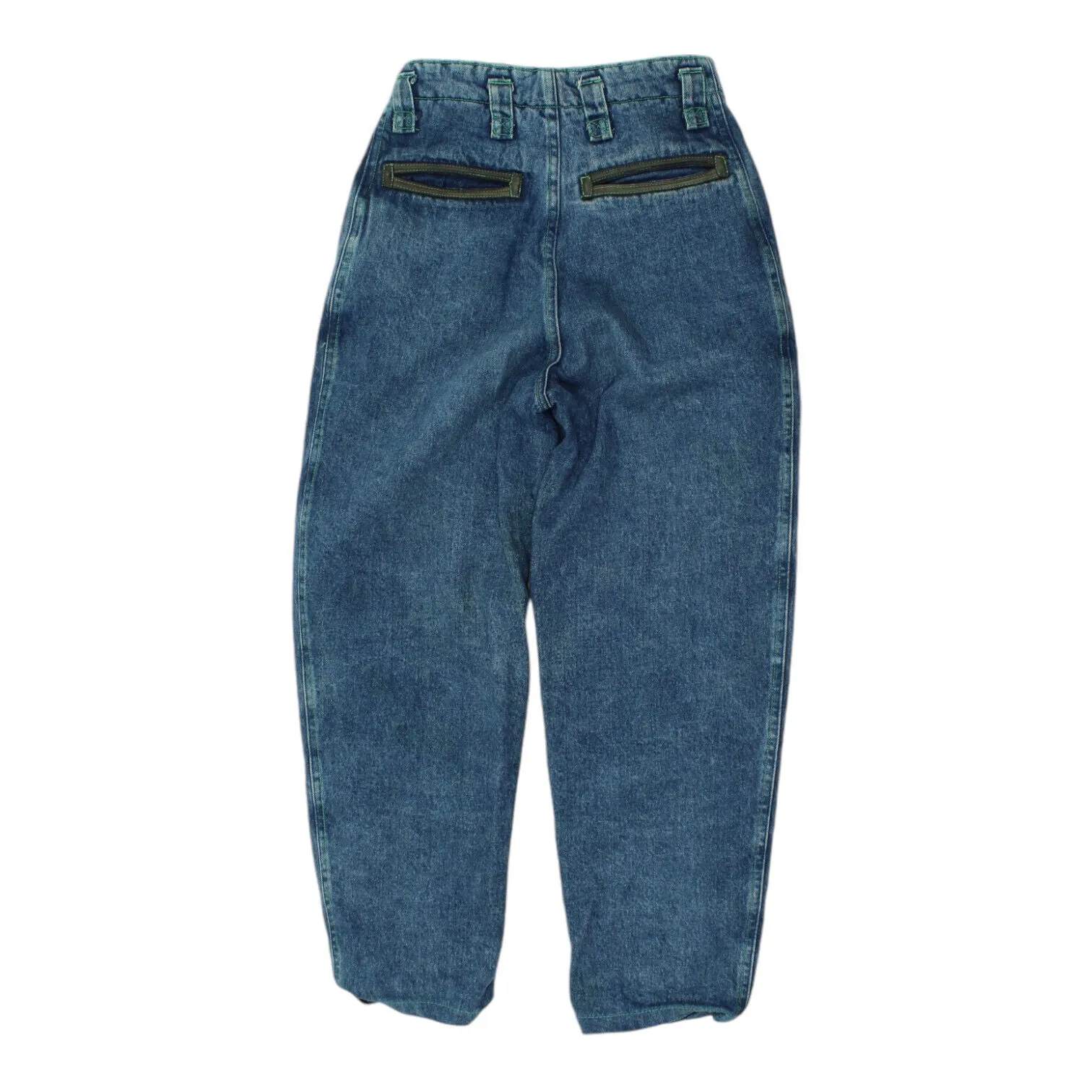 Benetton Womens Blue Quilted Tapered Jeans | Vintage High Waist Designer Denim