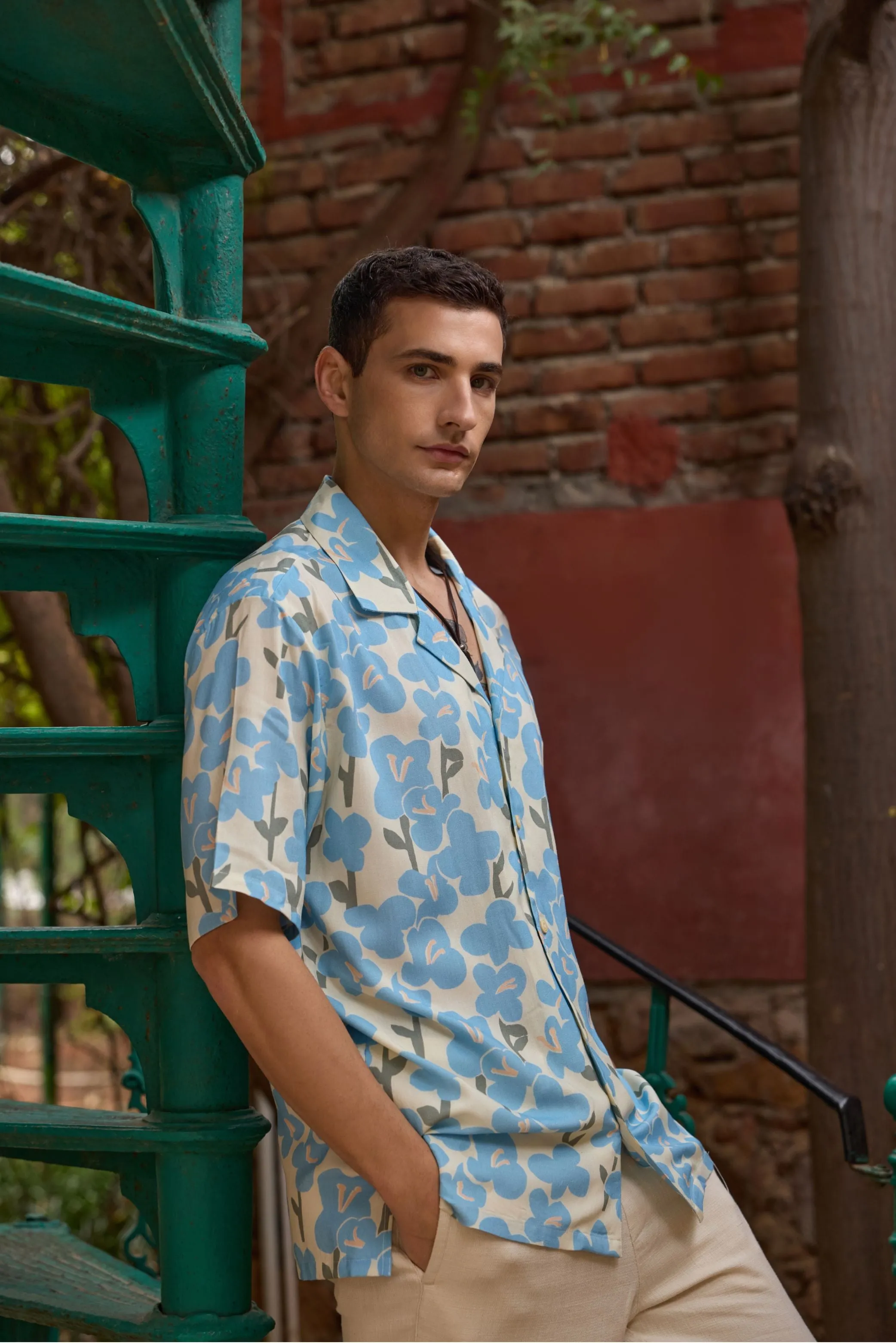 Blue Floral Resort Shirt