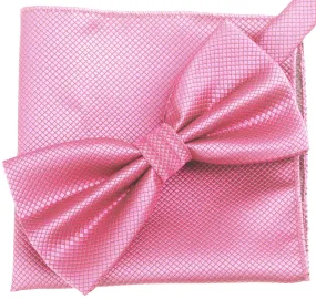 Blush Pink [Diamond Shape Print] - Bow Tie and Pocket Square Matching Set