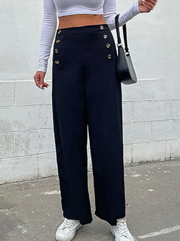 Bohemian Nautical Women's Sailor Button Casual Pants