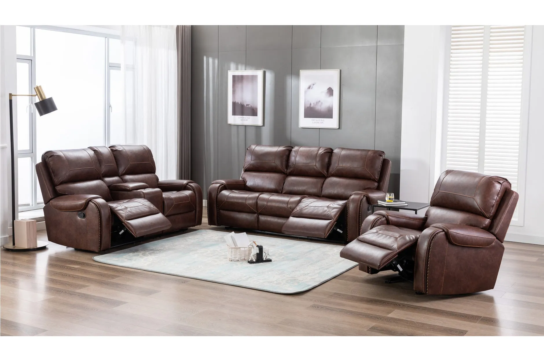 Caesar Brown Reclining Living Set