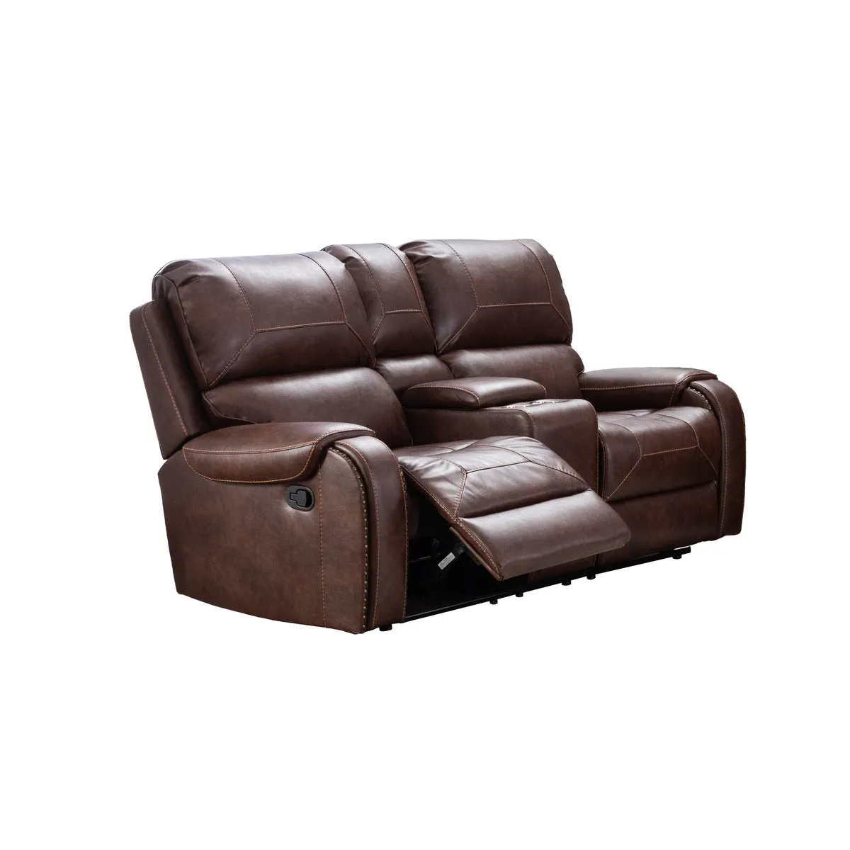 Caesar Brown Reclining Loveseat with Center Console