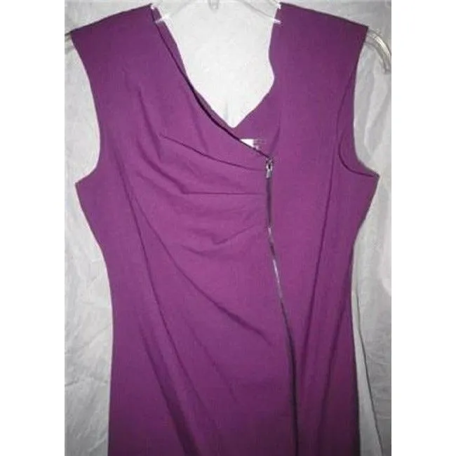 Calvin Klein Magenta With Top Bottom Zippers Knee Length Dress
