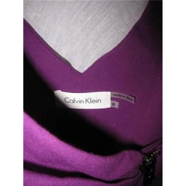 Calvin Klein Magenta With Top Bottom Zippers Knee Length Dress