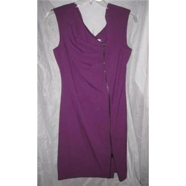Calvin Klein Magenta With Top Bottom Zippers Knee Length Dress