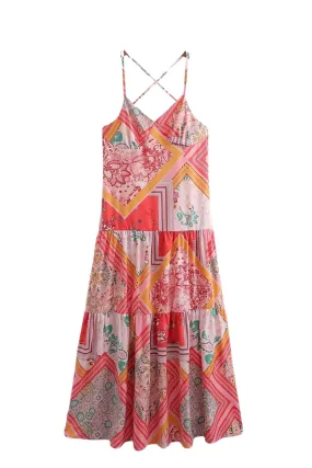 'Candace' V-Neck Floral Print Sleeveless Dress