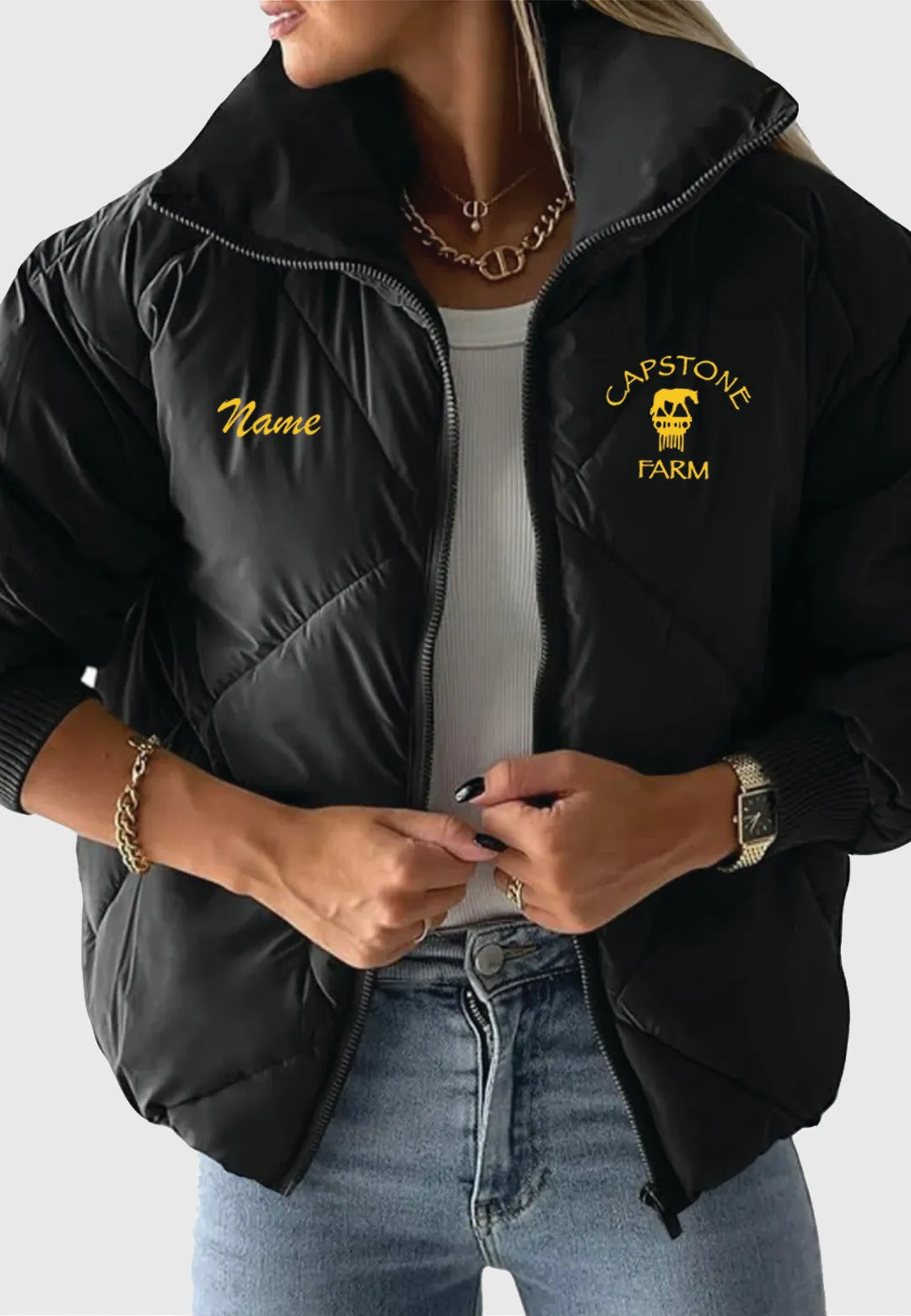 Capstone Farm WOMENS QUILTED CROPPED PUFFER JACKET