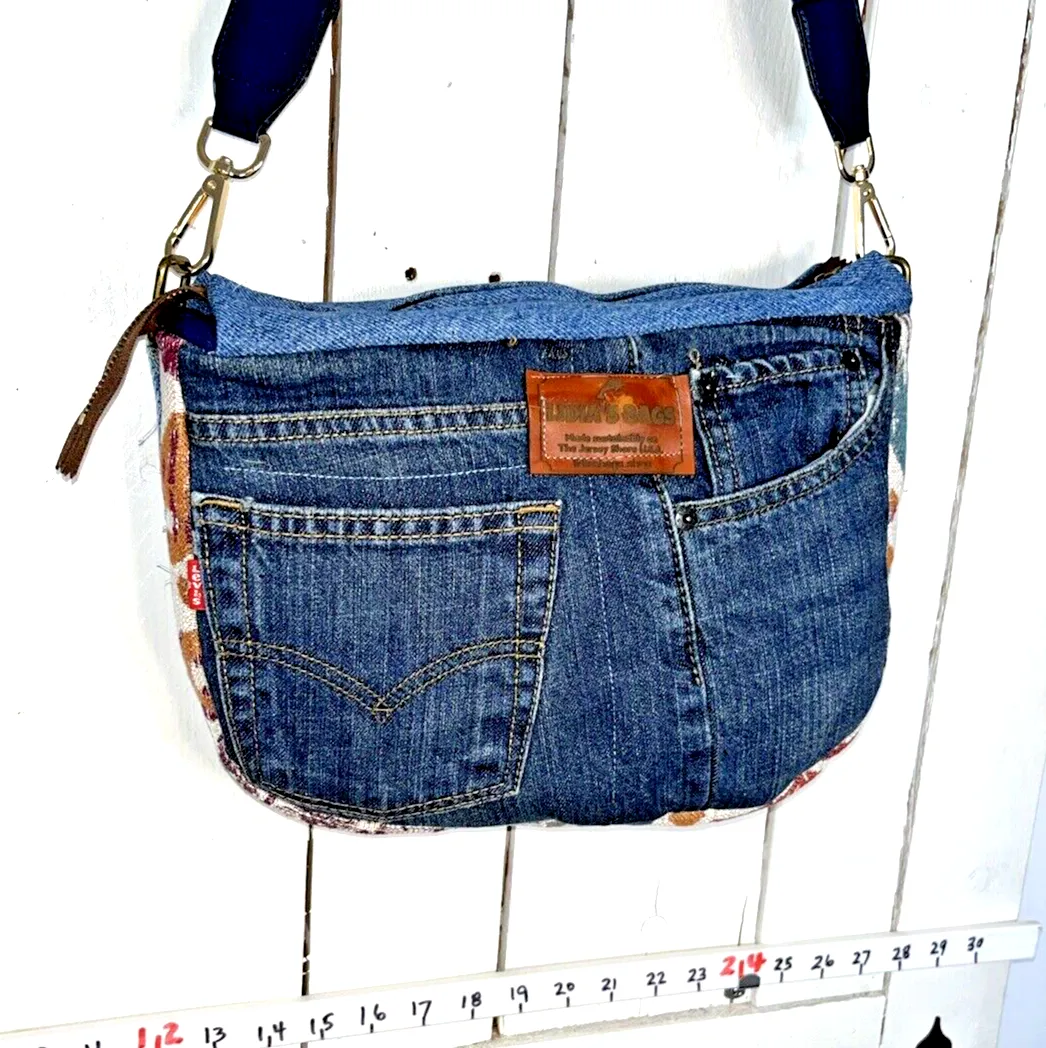 Carla Handmade Upcycled Denim Quilted Bag Eid Jean Pockets (C802-21)