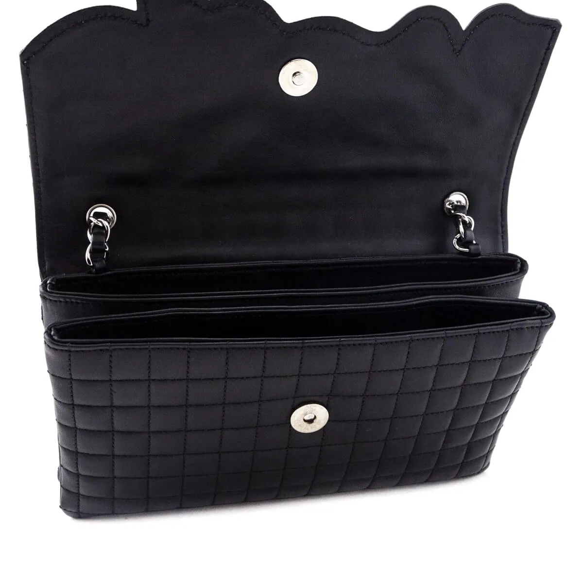Chanel Black Quilted Lambskin Chocolate Bar Camellia No. 5 Pochette