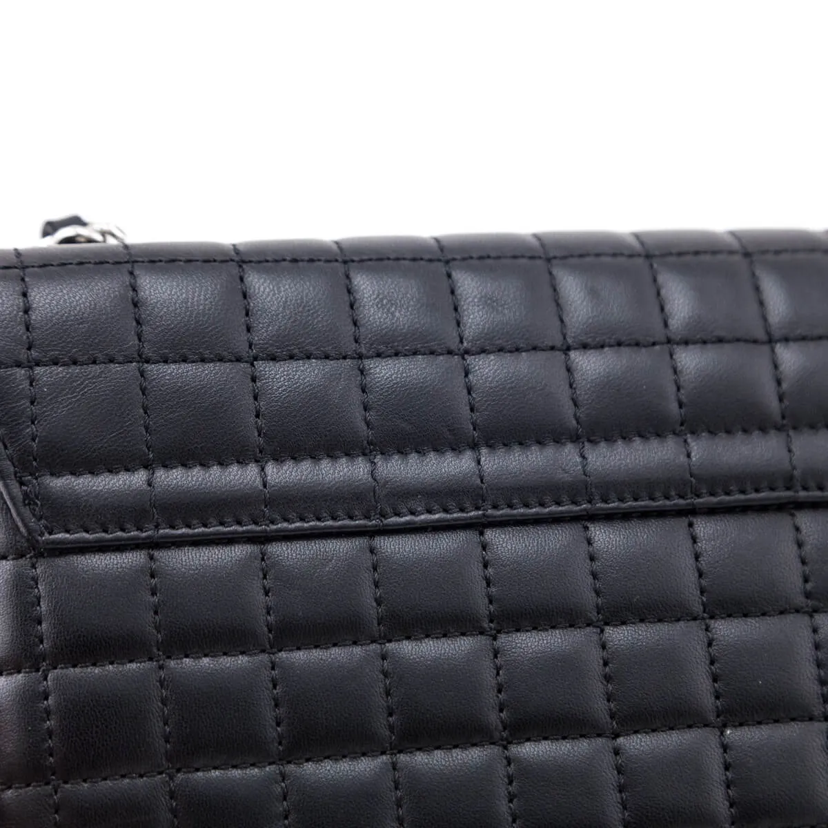 Chanel Black Quilted Lambskin Chocolate Bar Camellia No. 5 Pochette