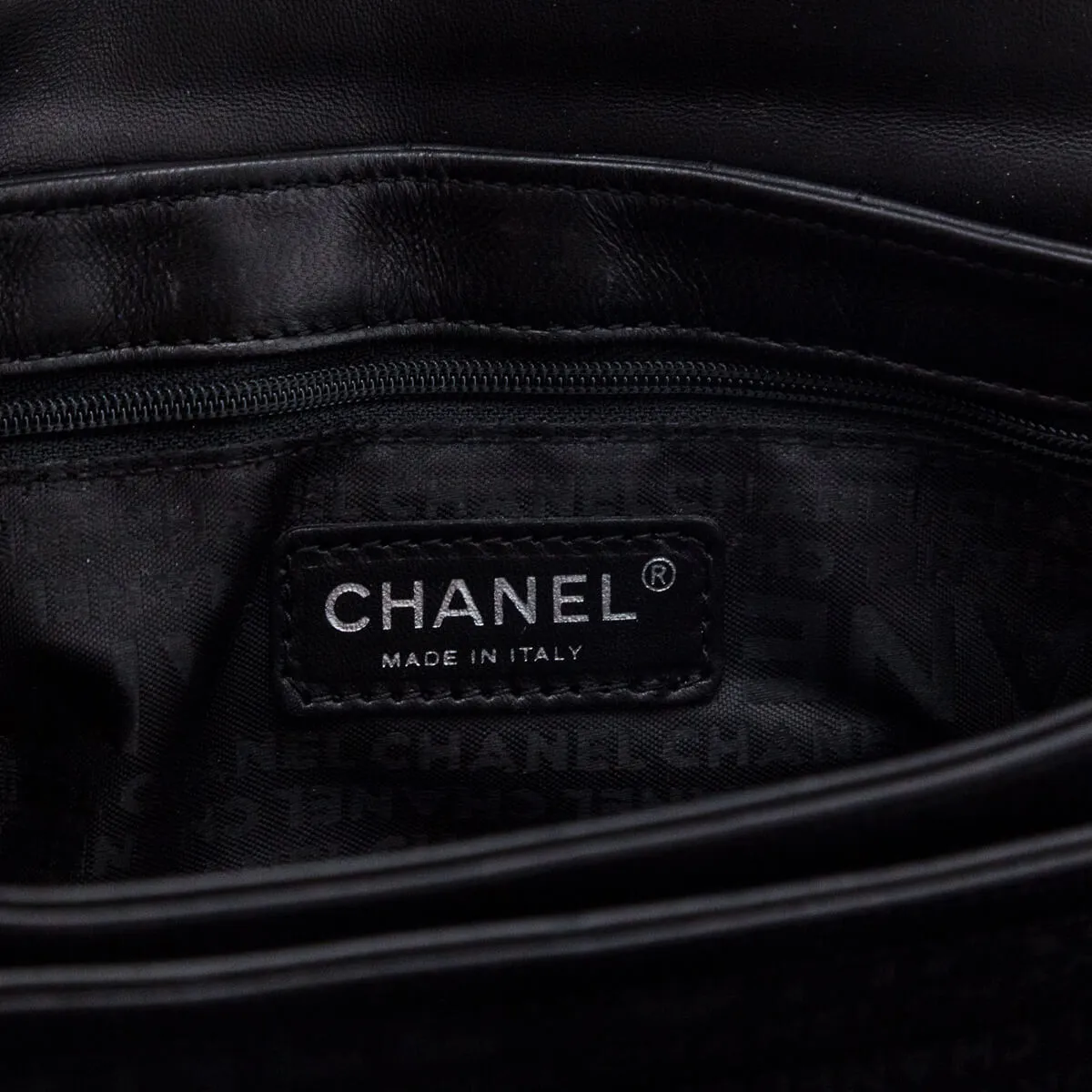 Chanel Black Quilted Lambskin Chocolate Bar Camellia No. 5 Pochette