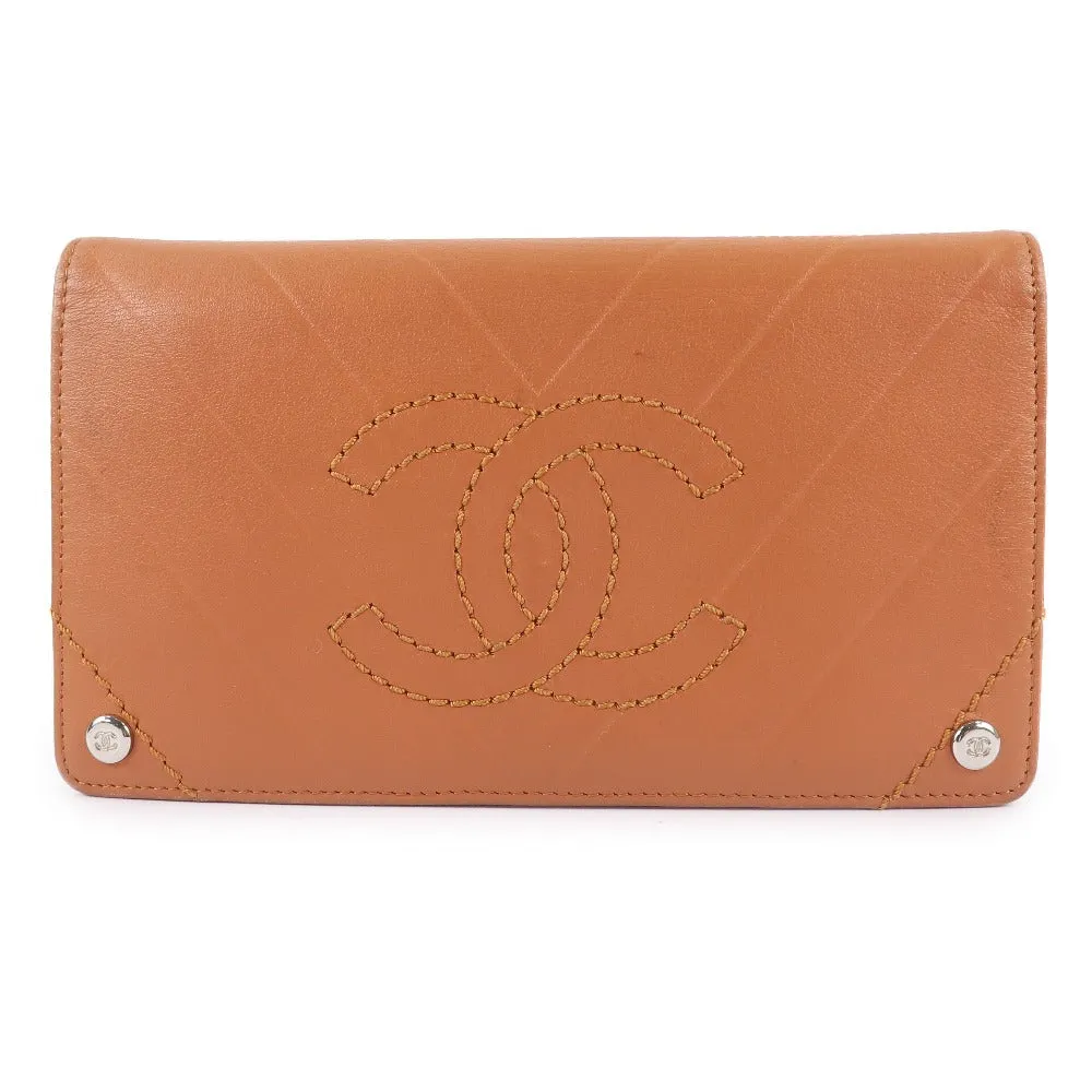 Chanel Brown Leather Coco Mark wallet accessories