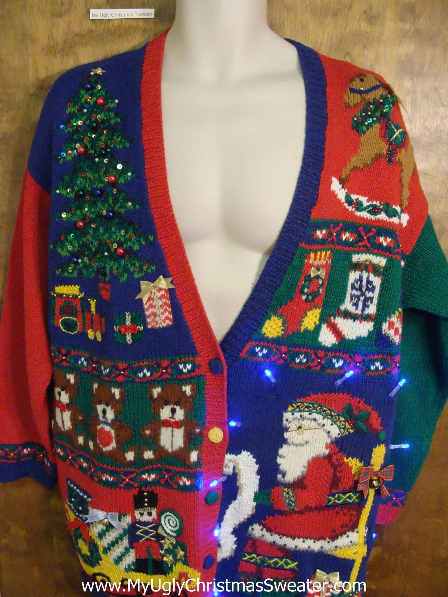 Colorful 80s Fun Light Up Cheesy Christmas Sweater