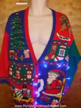 Colorful 80s Fun Light Up Cheesy Christmas Sweater