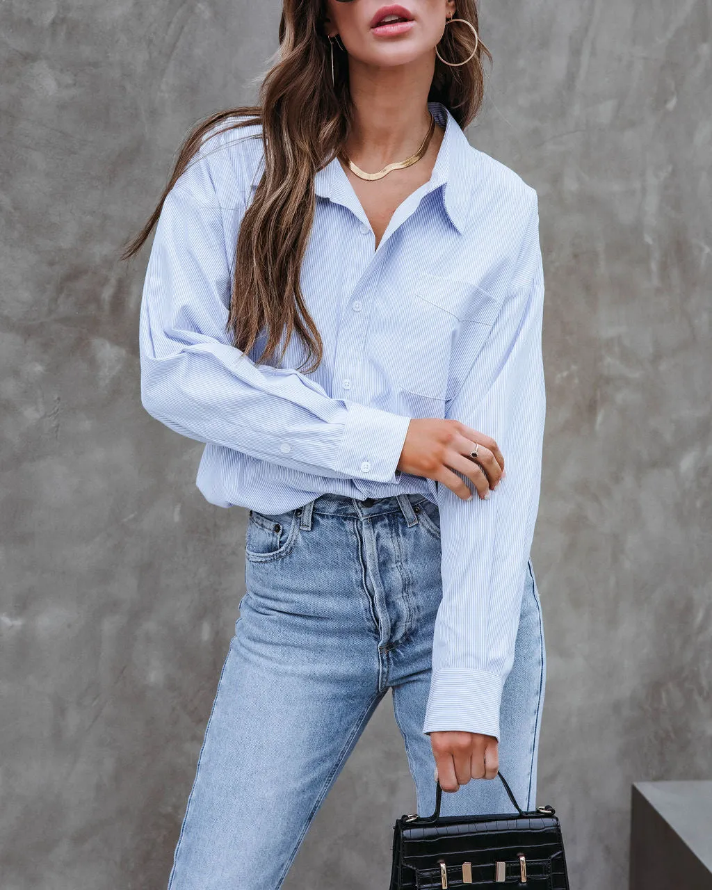 Connecticut Striped Rolled Hem Collared Shirt