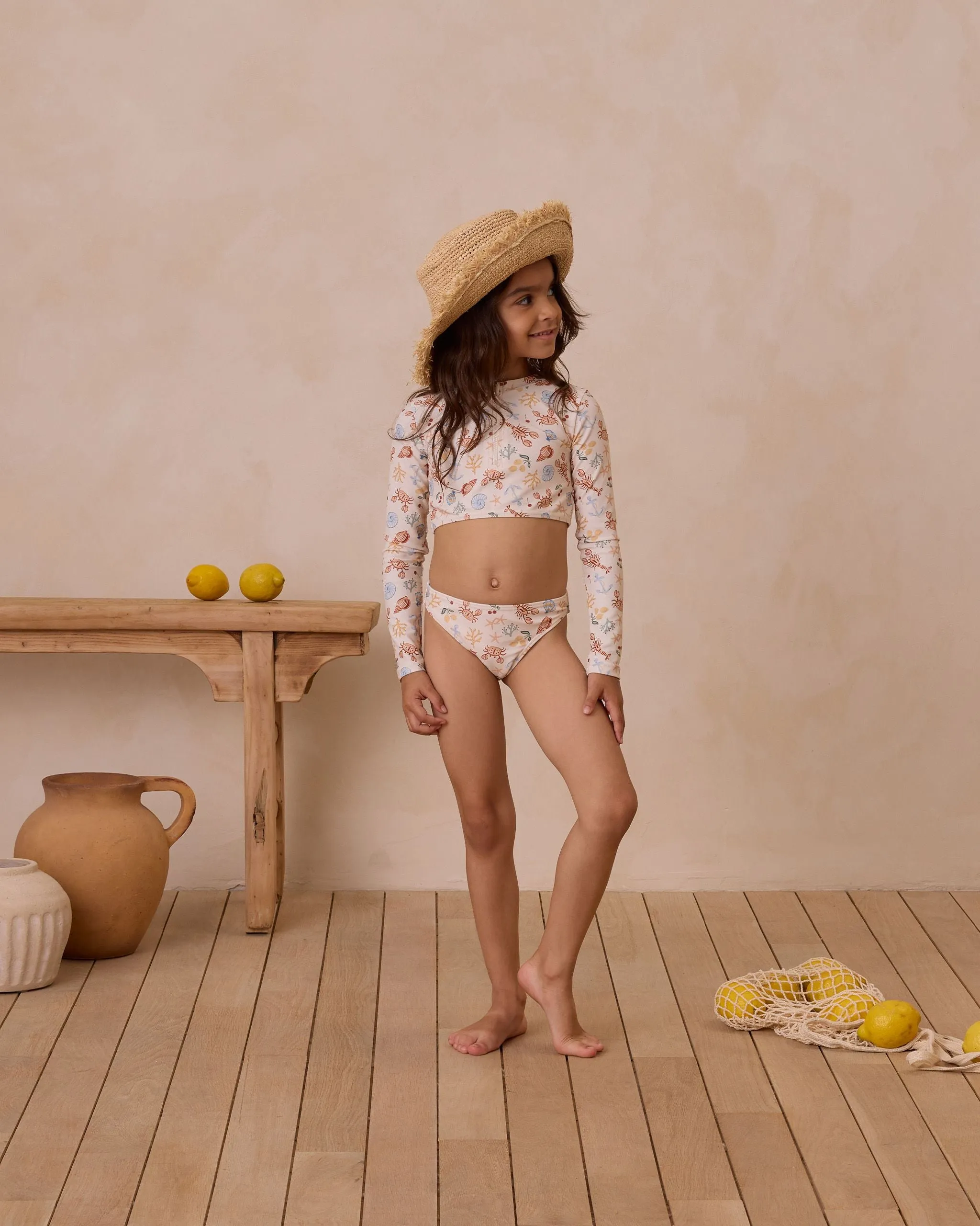Crop Rash Guard Set - Nautical