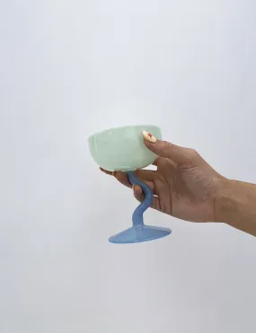 Curvy Stem Cocktail Glass Blue