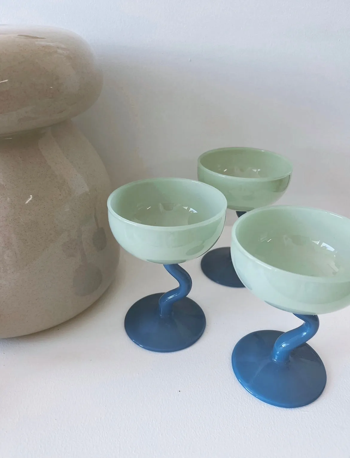 Curvy Stem Cocktail Glass Blue