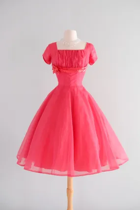 Cutest 1950's Hot Pink Cupcake Dress by Emma Domb / Sz S