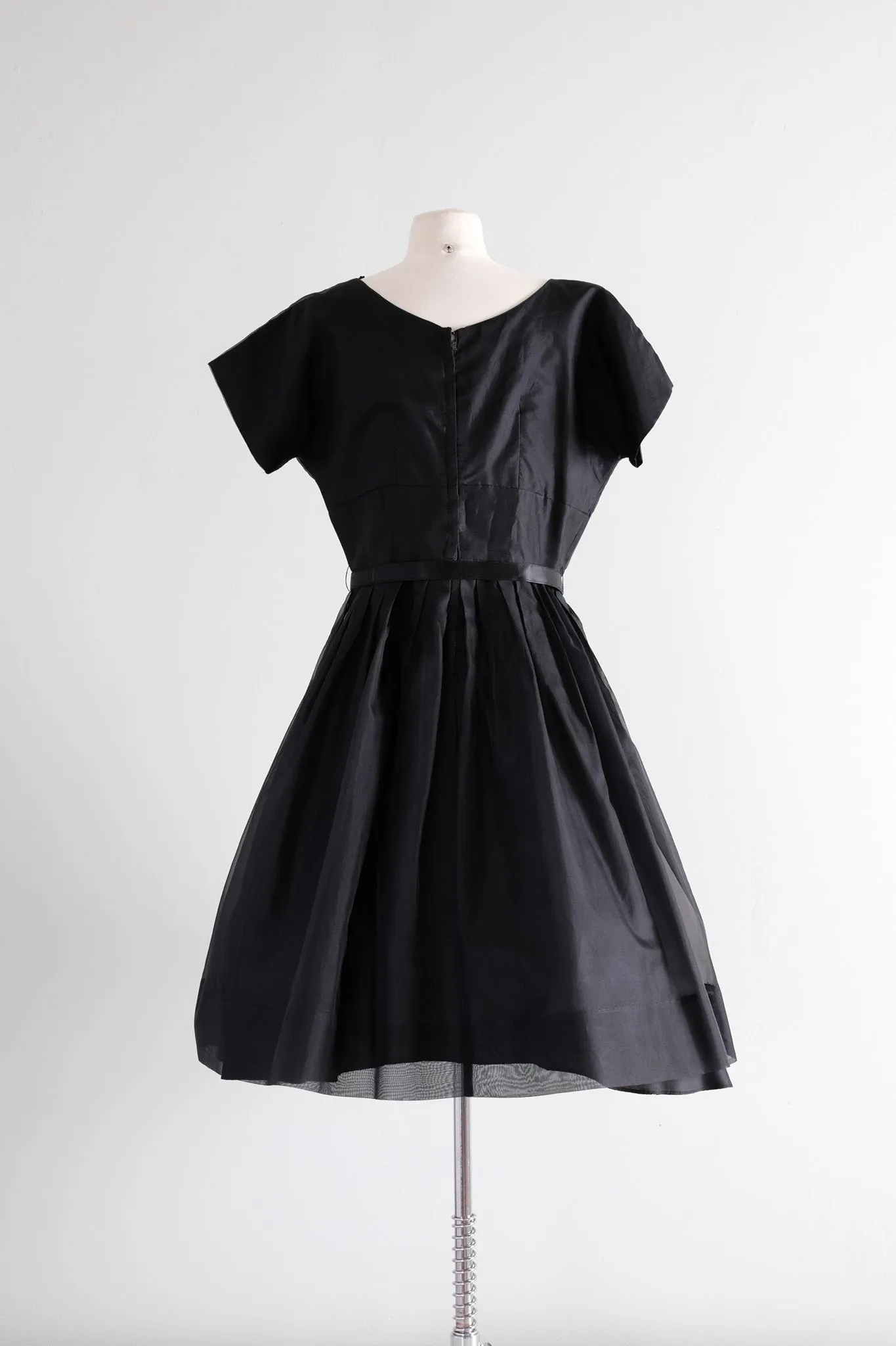 Darling 1950's Chiffon Little Black Party Dress / Sz L
