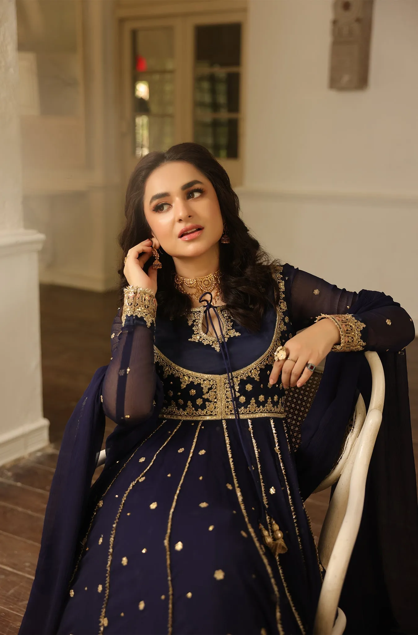 Deep Navy Blue Embellished Anarkali Gown (Niloufer Queen)