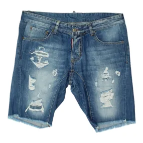 Dsquared2 Mens Blue Distressed Denim Shorts | Vintage Designer Cut Off Jeans VTG