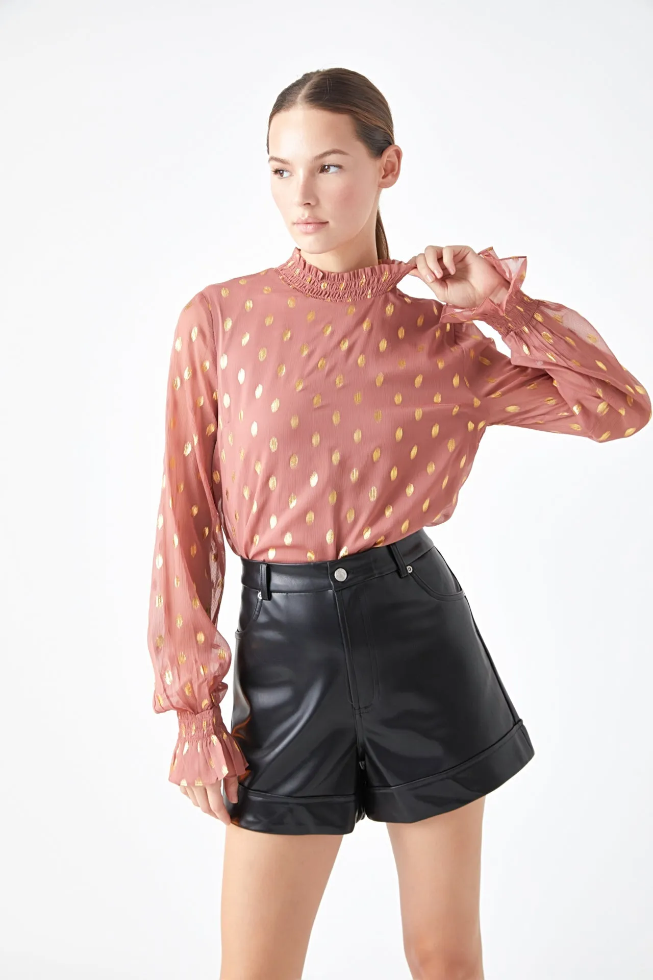 Endless Rose - Polka Dot Chiffon Blouse