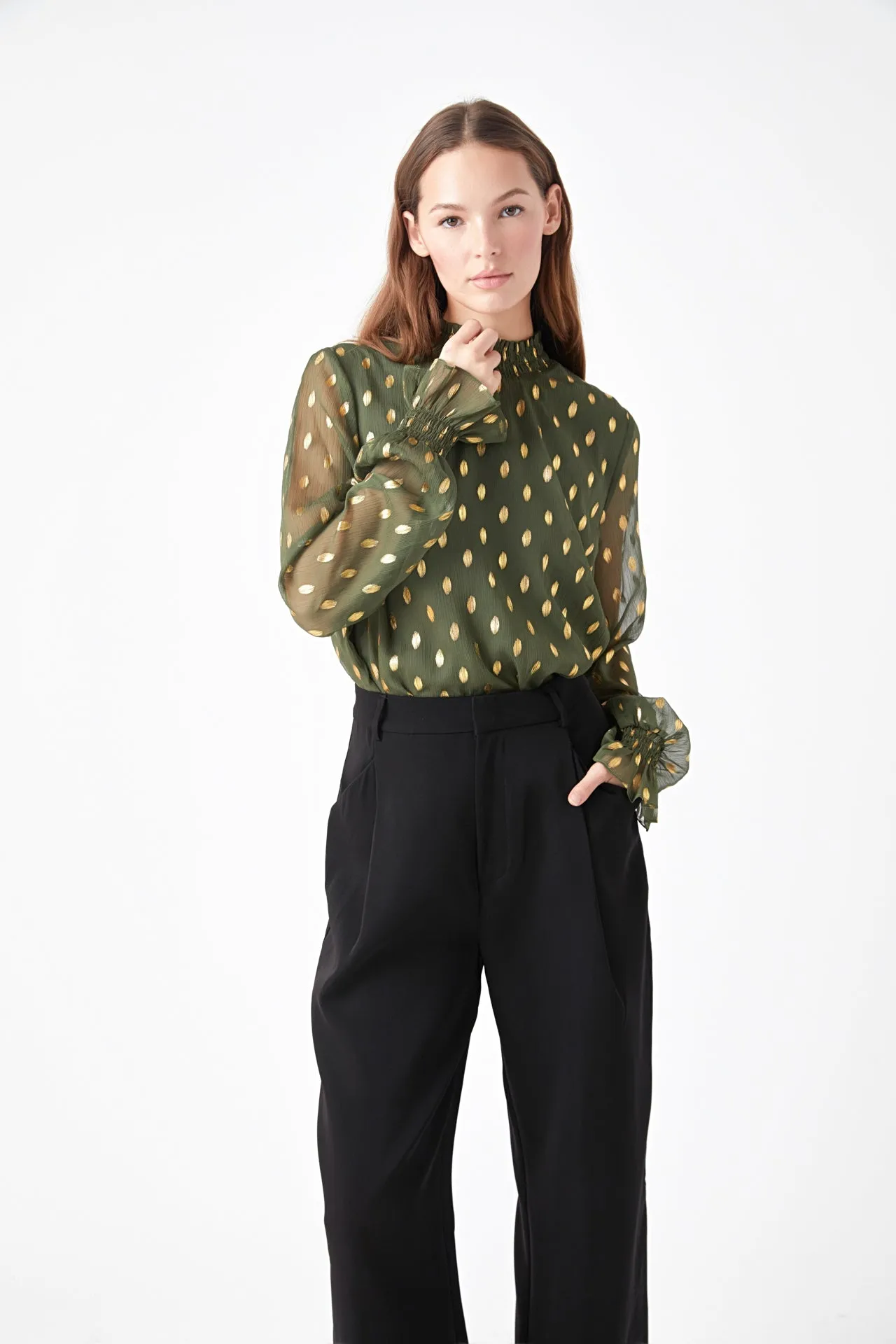 Endless Rose - Polka Dot Chiffon Blouse