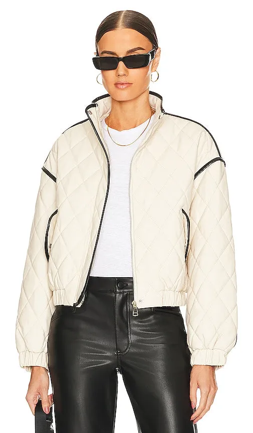 Essentiel Antwerp Cord Padded Cropped Bomber in Cream