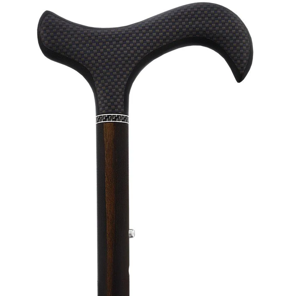 Exotic Ebony Wrapped Carbon Fiber Cane - Foldable, Adjustable