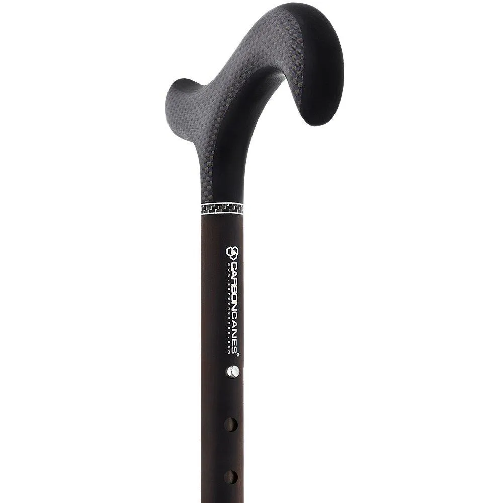 Exotic Ebony Wrapped Carbon Fiber Cane - Foldable, Adjustable