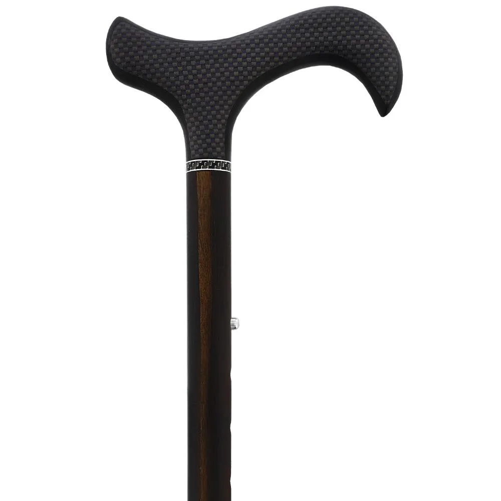 Exotic Ebony Wrapped Carbon Fiber Cane - Foldable, Adjustable
