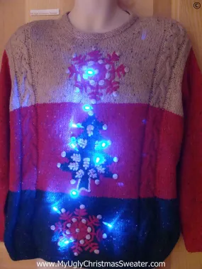 Funny Christmas Sweater with Lights Snowflakes