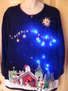 Funny Dog House Christmas Sweater with Lights