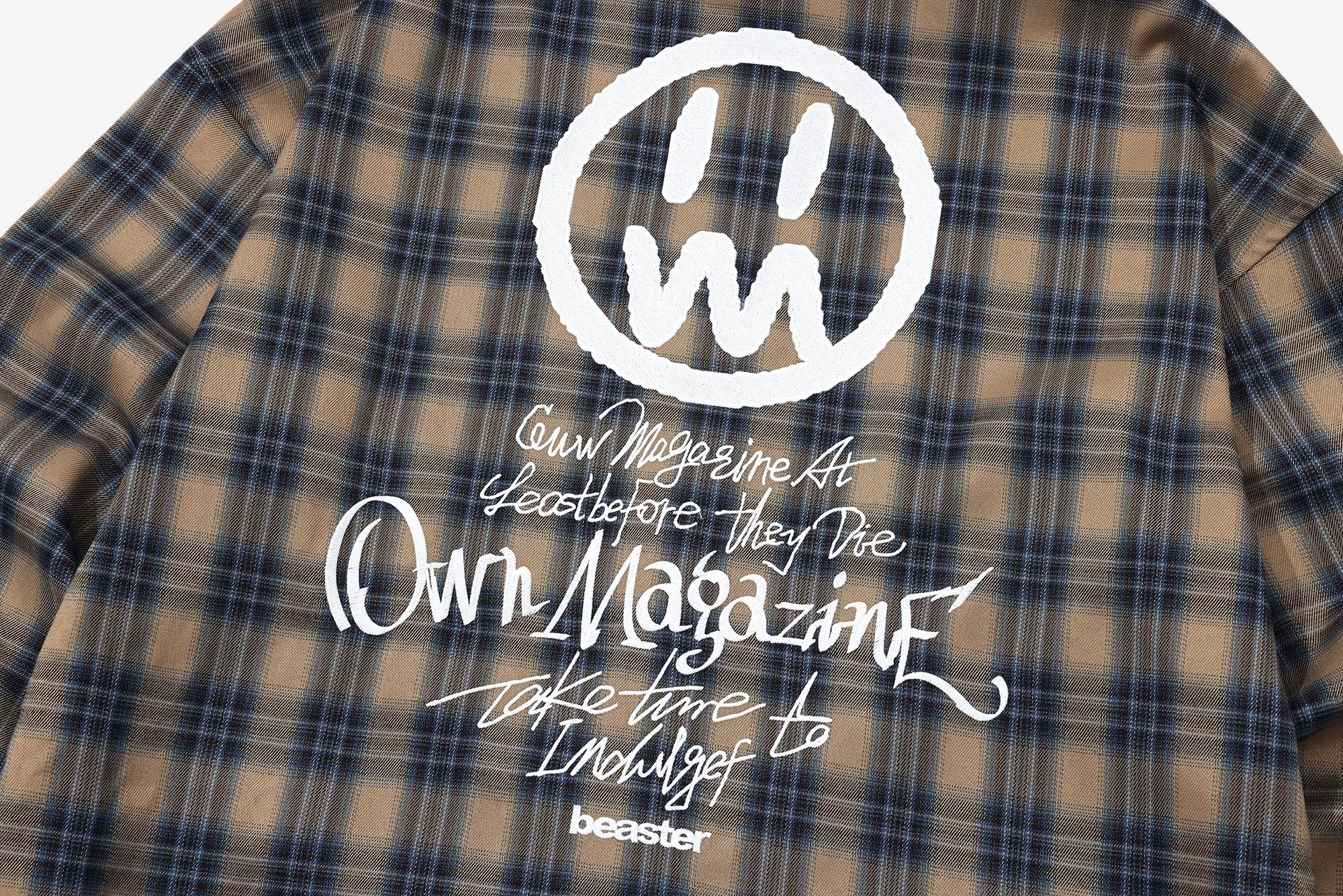 Ghost Face Graffiti Handwriting Plaid Shirt