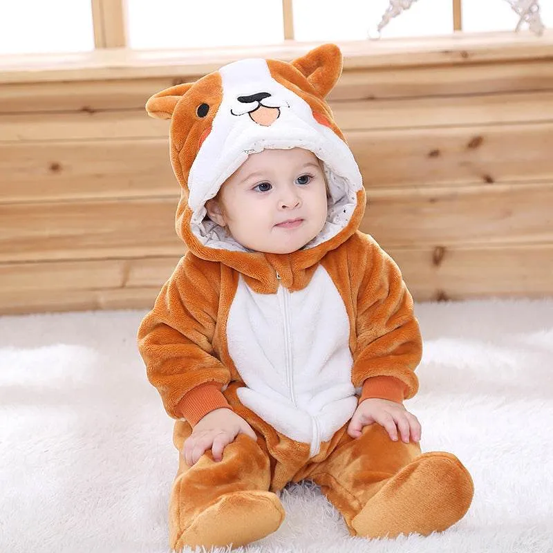 Infant Male And Female Baby 0-3 Years Old Animal Single Layer Jumpsuit Romper