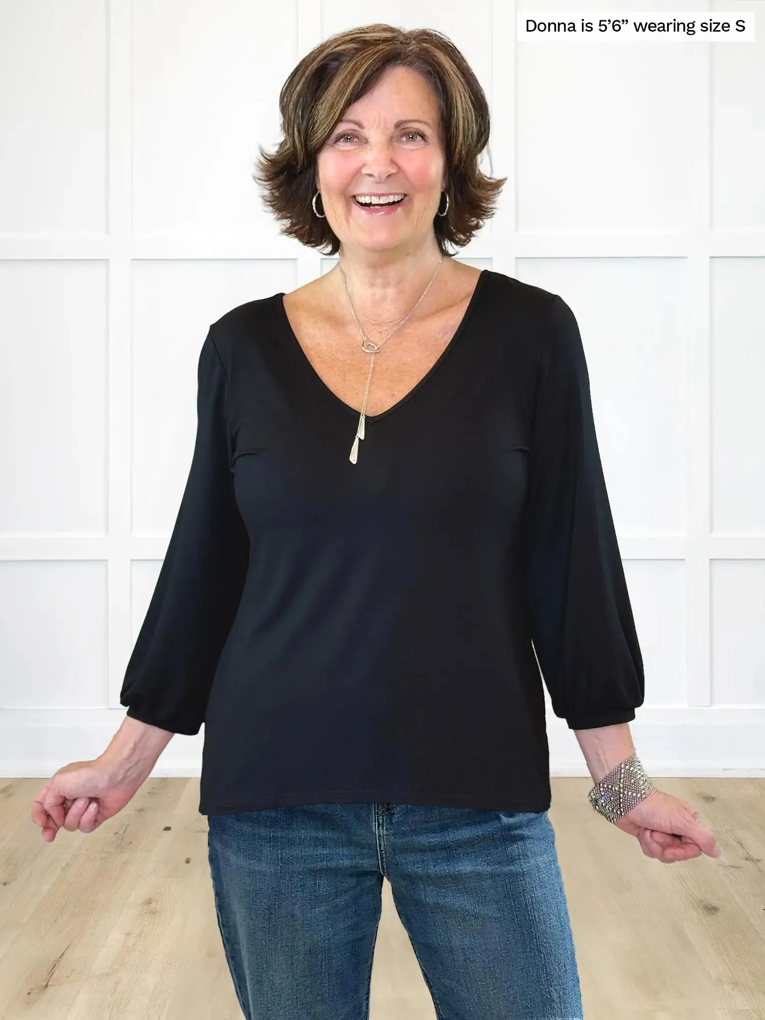 Jayna v-neck 3/4 sleeve top