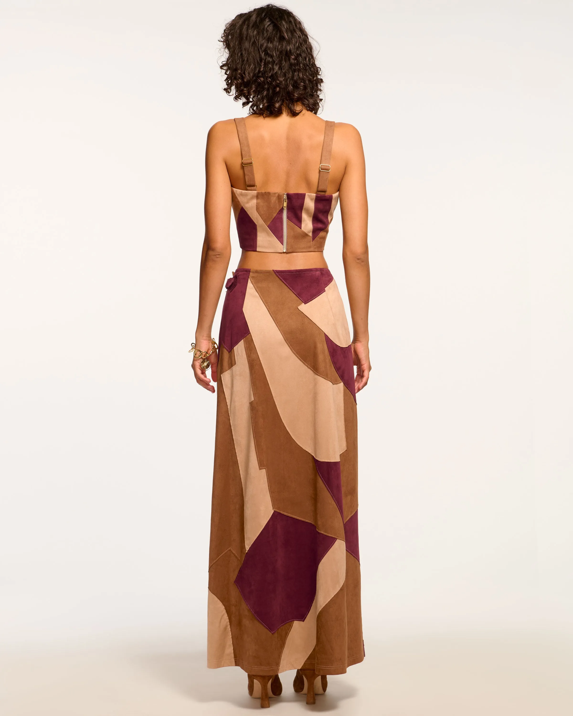 Jeannie Patchwork Faux Suede Skirt