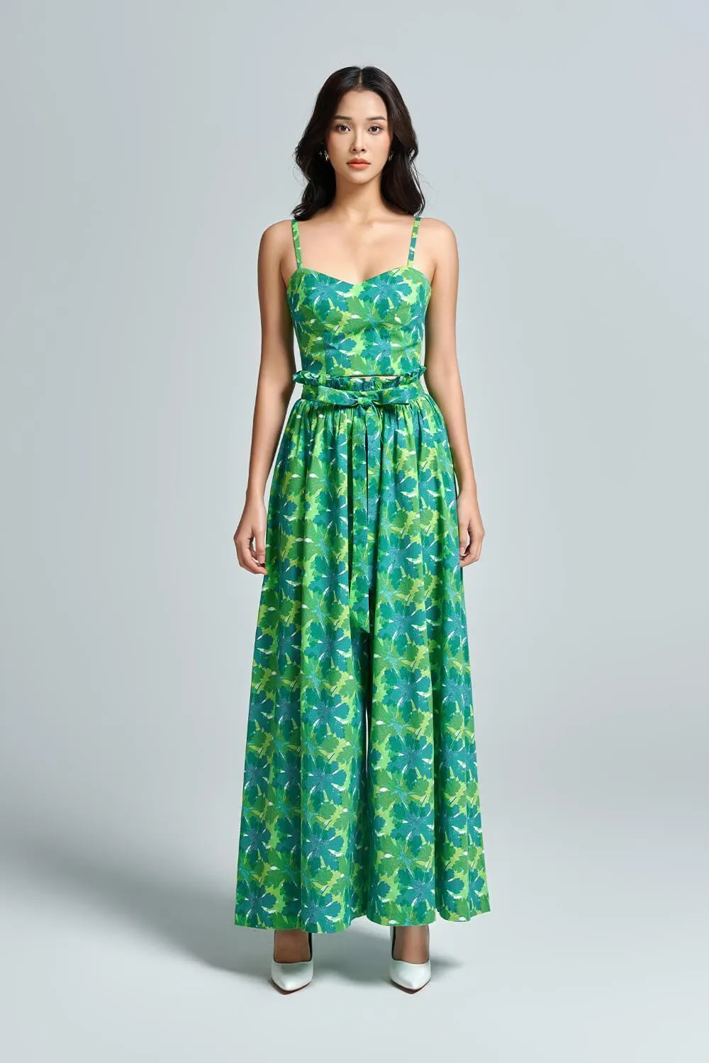 Jecly Pleated Wide Leg Raw Fabric Standard Length Pants