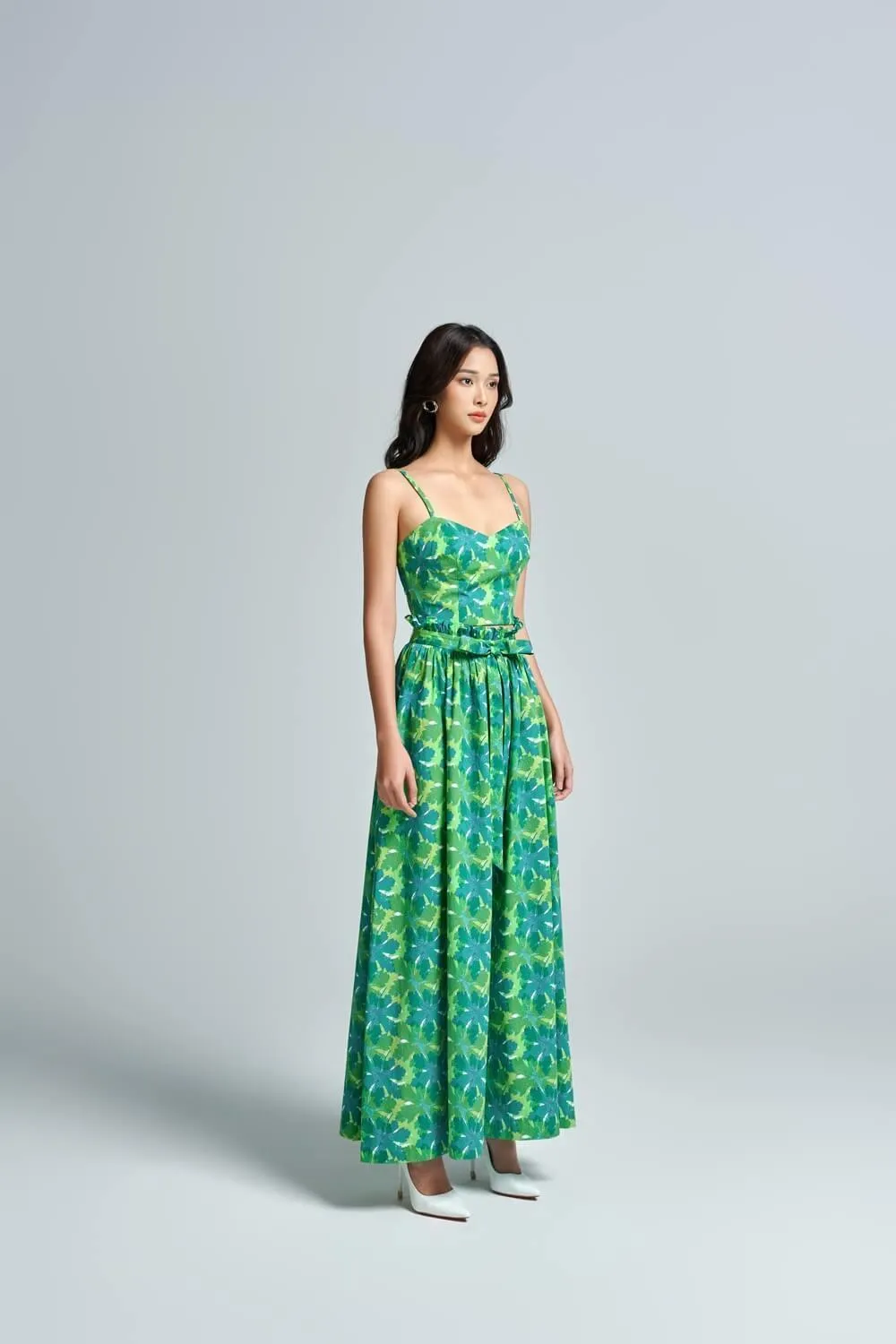 Jecly Pleated Wide Leg Raw Fabric Standard Length Pants