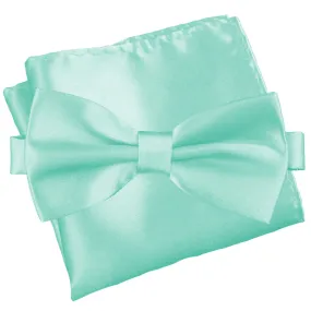 Light Turquoise [Silky Smooth] - Bow Tie and Pocket Square Matching Set