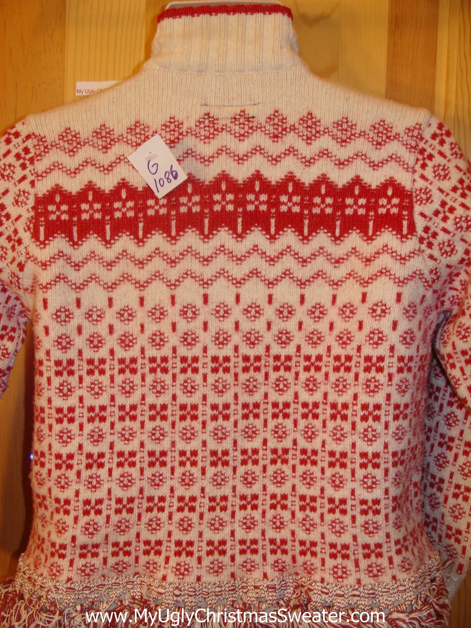Light Up Christmas Sweater Nordic with 3D Santa and Fringe