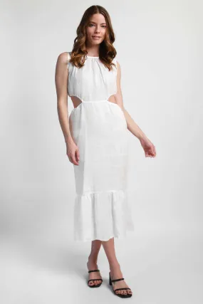 Linen cut out dress - White