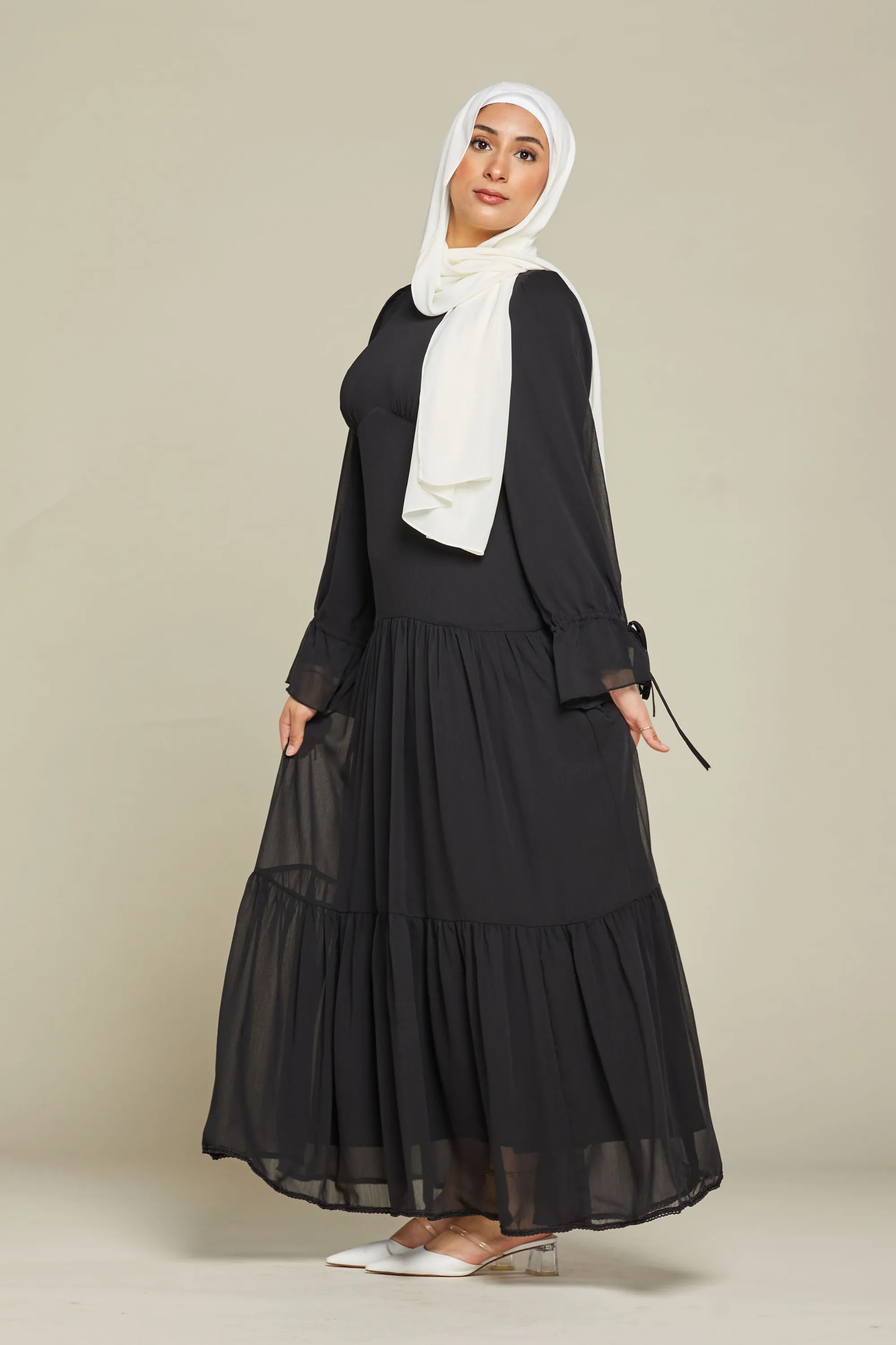Mia Tiered Chiffon Maxi - Black