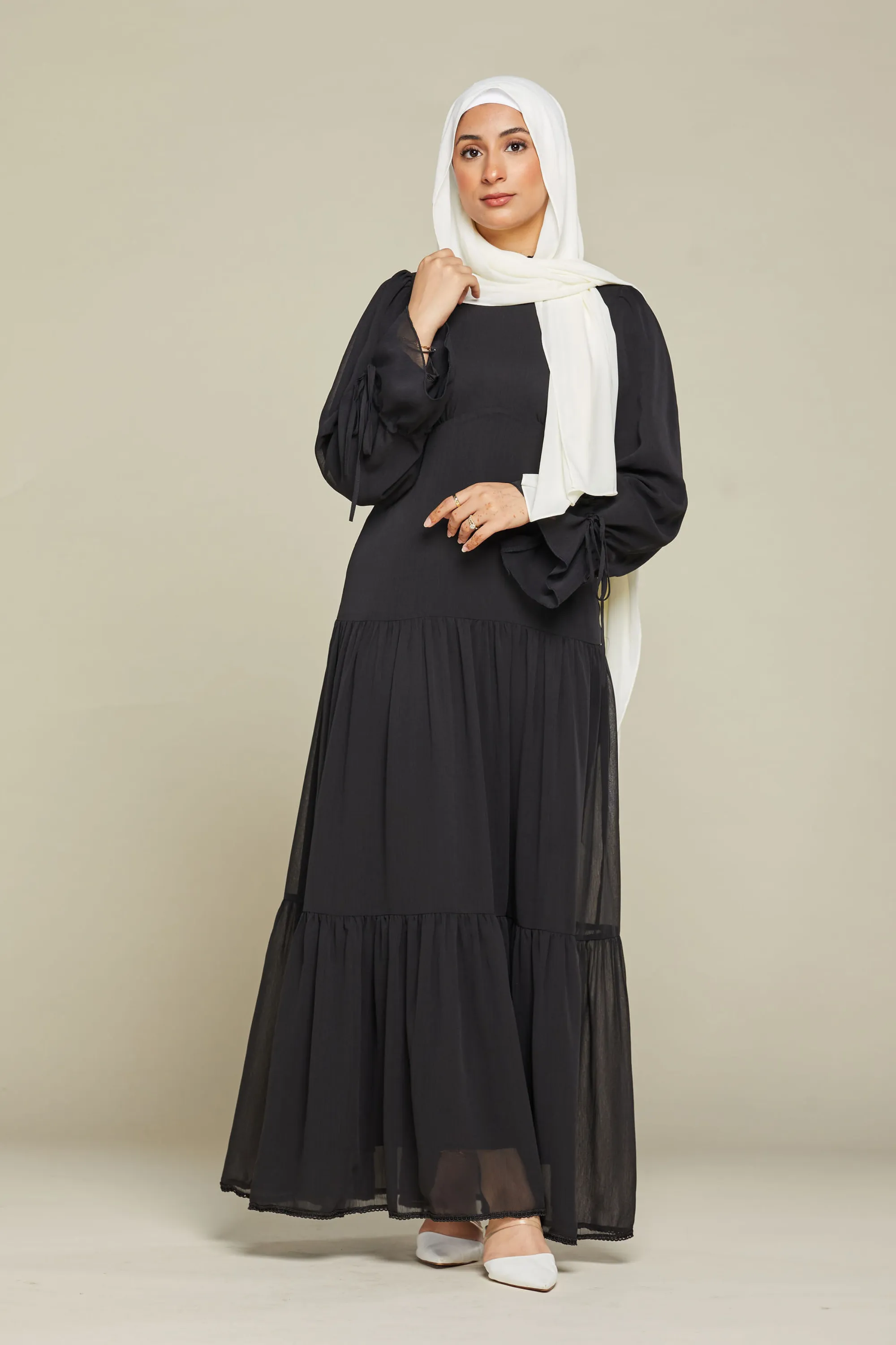 Mia Tiered Chiffon Maxi - Black